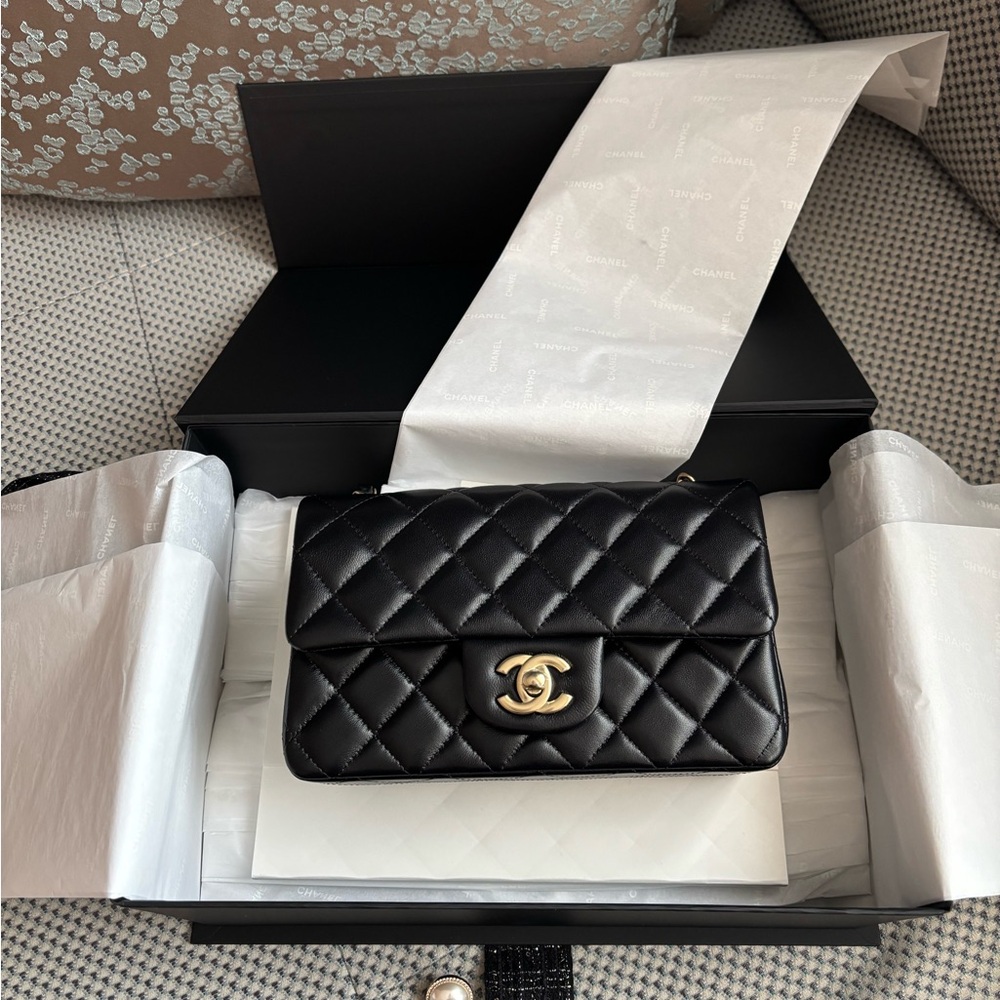 Chanel Mini Flap Lambskin Bag with packaging